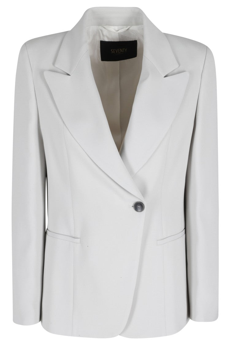 Seventy Gray Double-Breasted Cuff-Slits Viscose-Blend Blazer