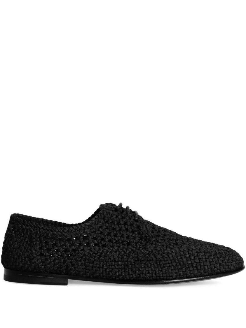 Dolce & Gabbana Woven Design Lace-Up Shoes With Stacked Heel