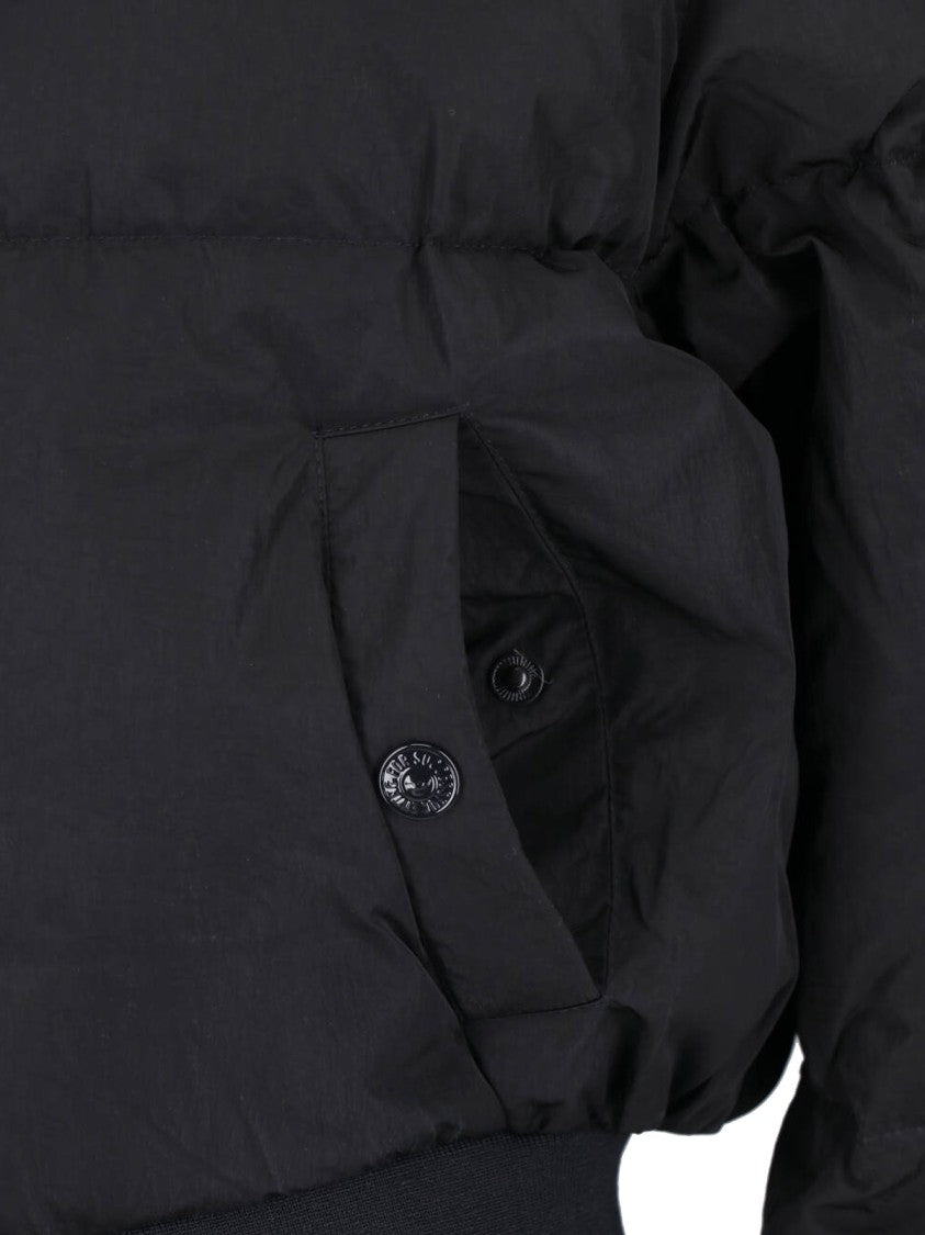 Diesel Black Hooded Crinkle Down Jacket