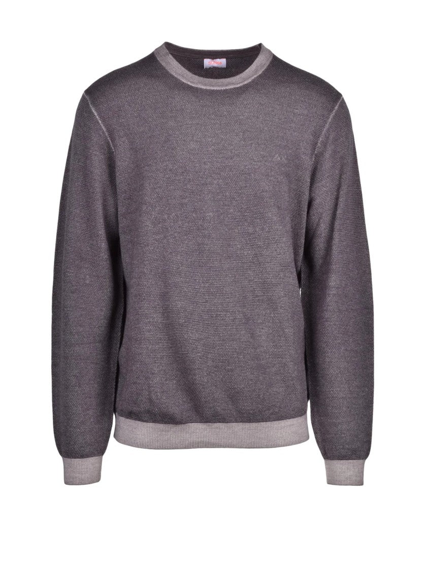 Sun68 Grey Merino Wool Crewneck Sweater