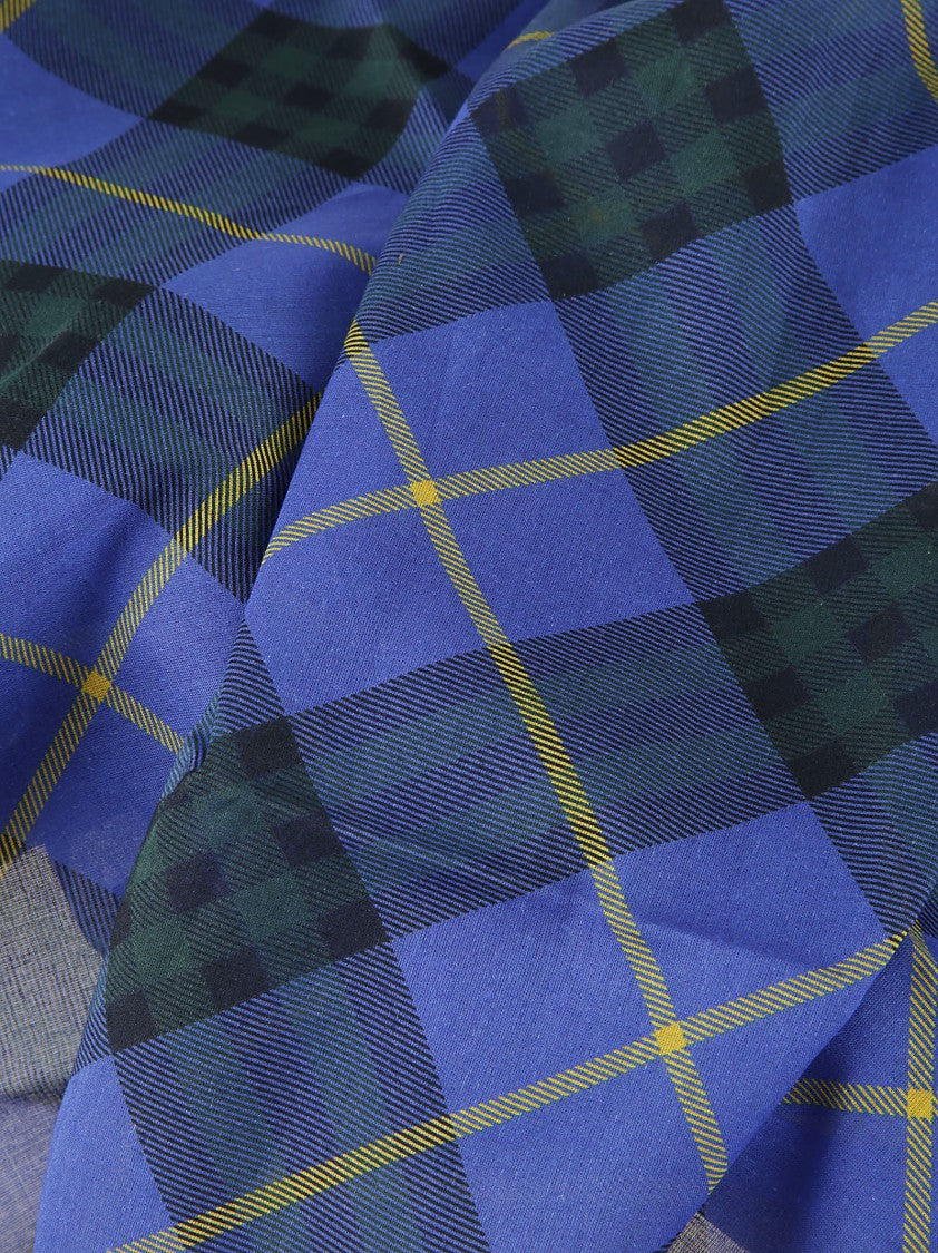 Burberry Blue Plaid Scarf With Green