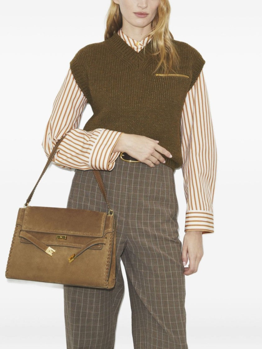 Tory Burch Rectangular Brown Calf Leather Shoulder Bag
