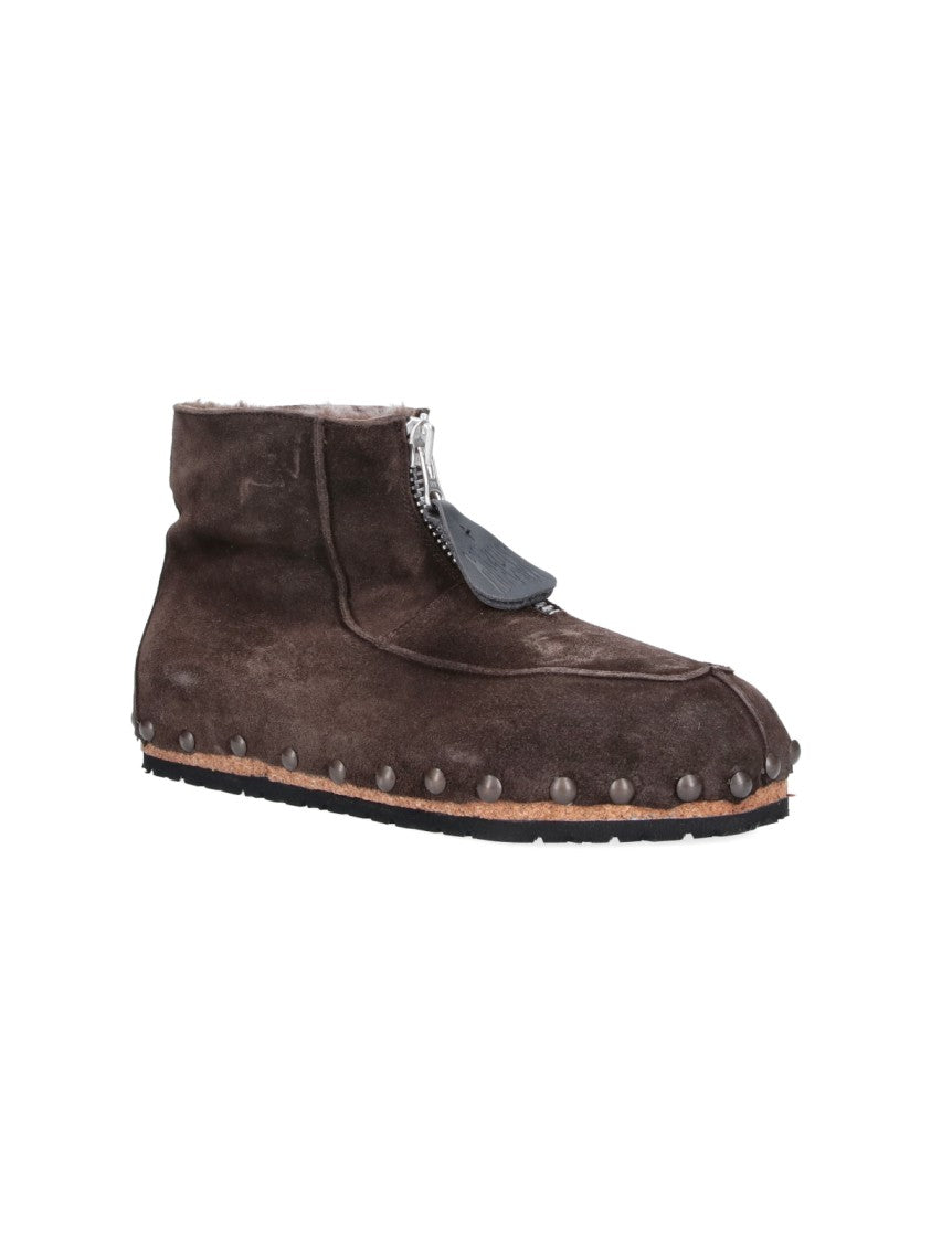 Magliano Brown Studded Suede High-Top Boots