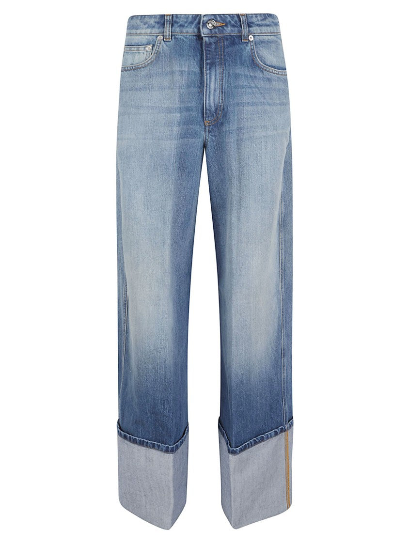 Givenchy Medium-Wash Blue Denim Jeans With High Waist And Wide Leg Silhouette