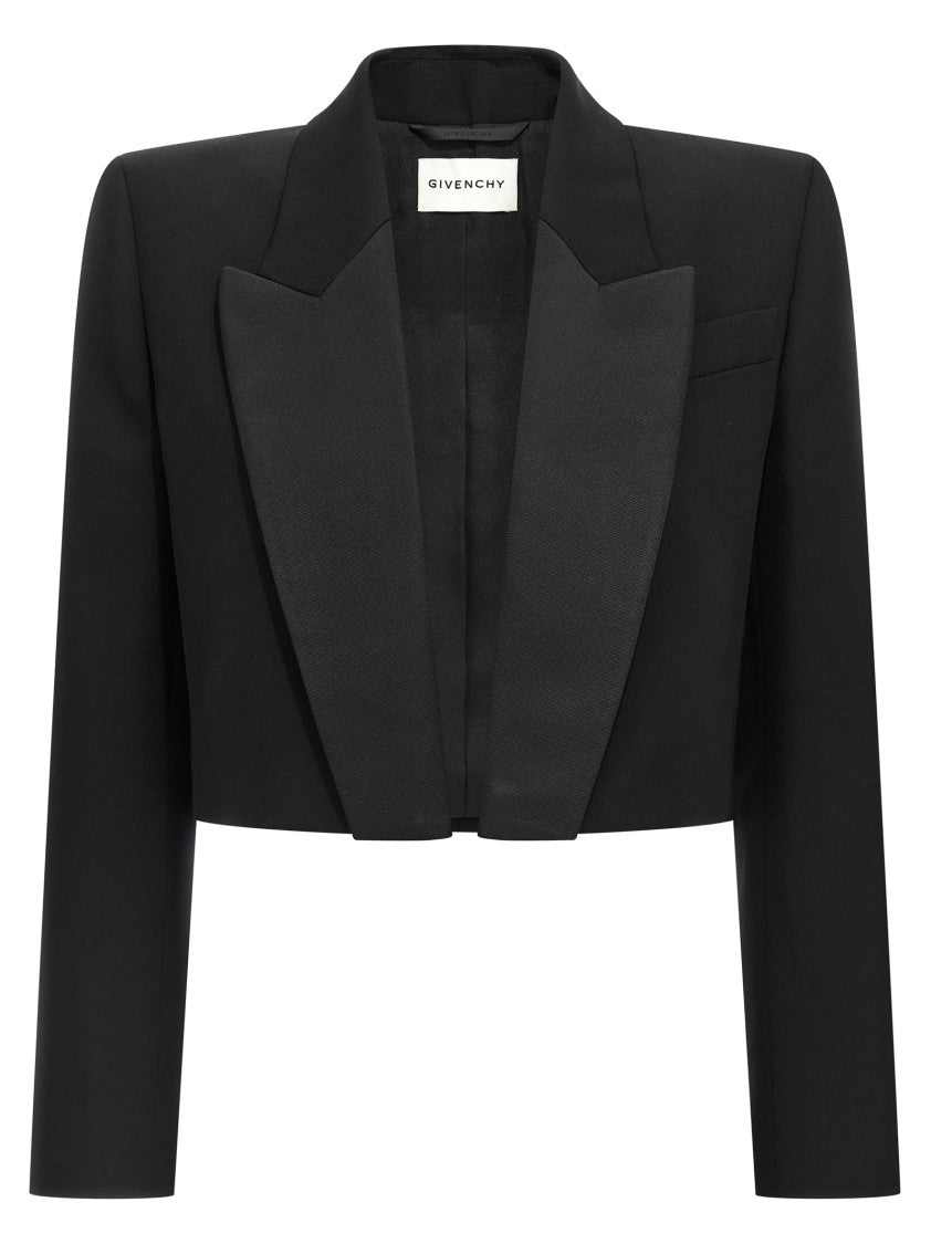 Givenchy Bolero Blazer With Peak Lapels And Maxi Padded Shoulders