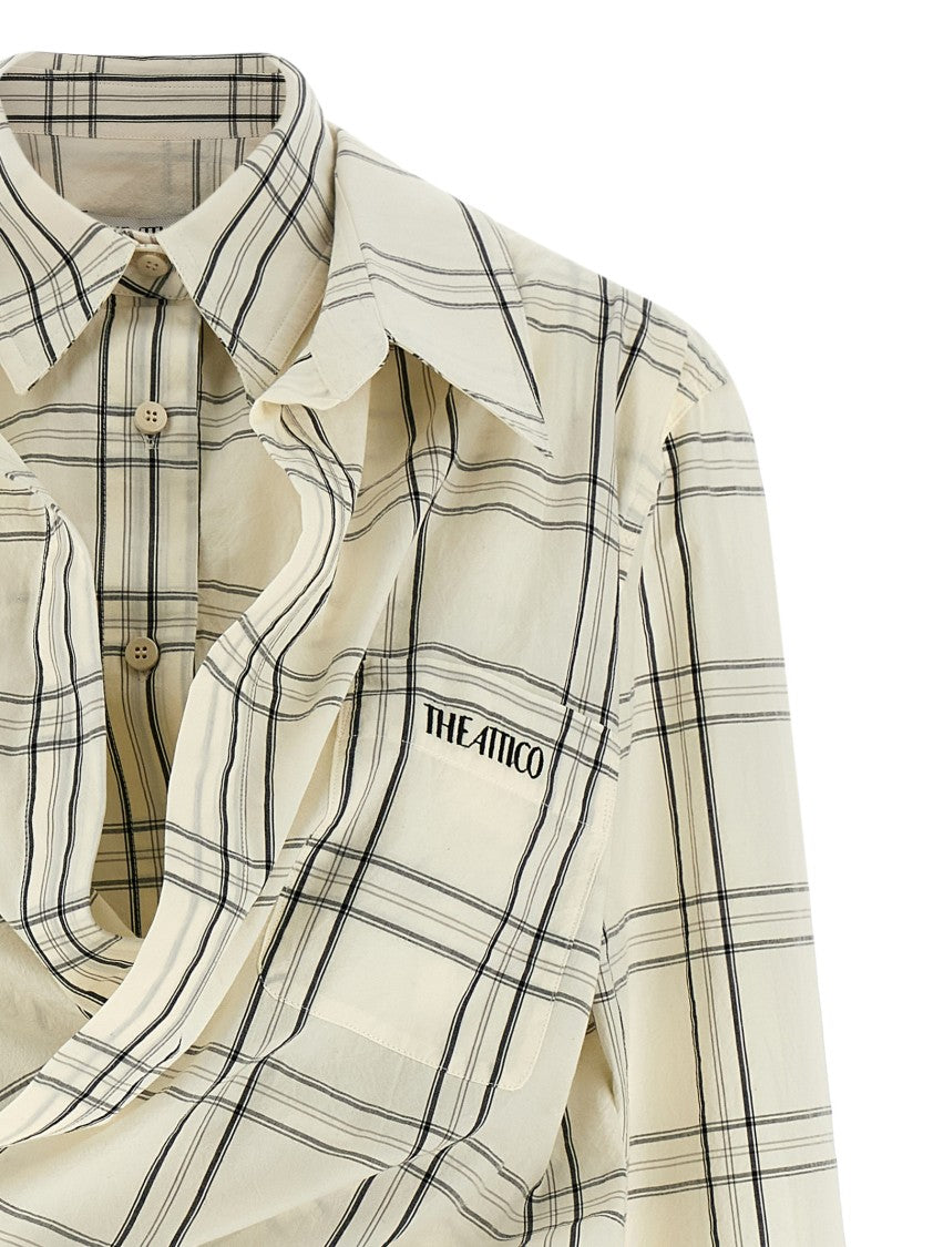 The Attico Check-Print Poplin Mini Dress