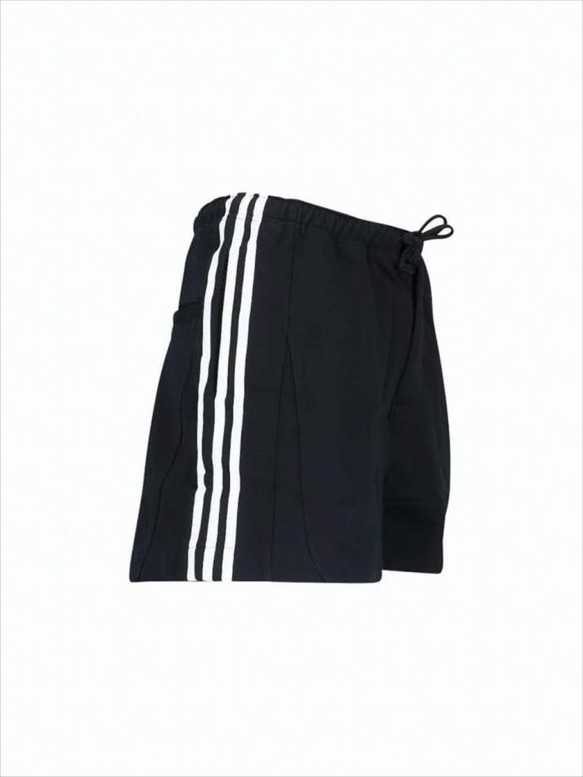 Y-3 Minimalist Black Shorts With Vertical Stripe Detail