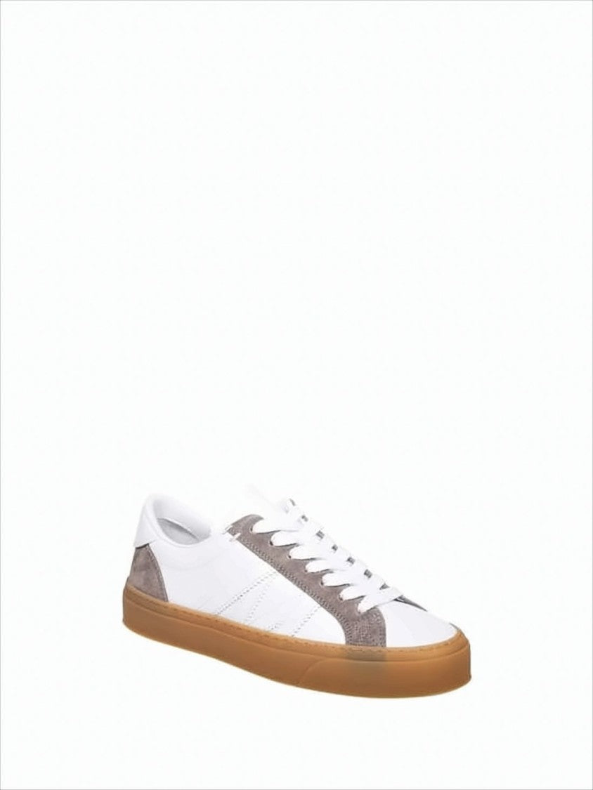Moncler Low-Top Sneakers With Taupe Suede Overlays And Gum Rubber Sole