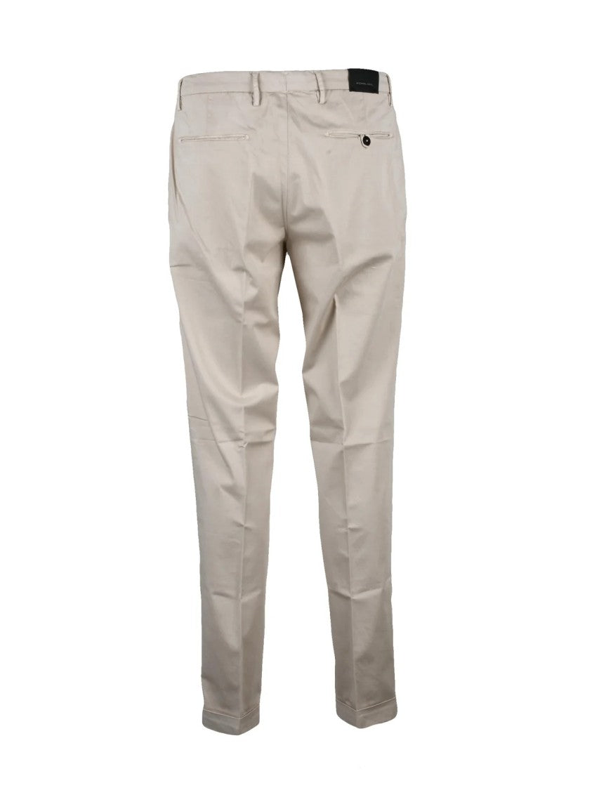 Michael Coal Beige Tailored Trousers With Subtle Pleats