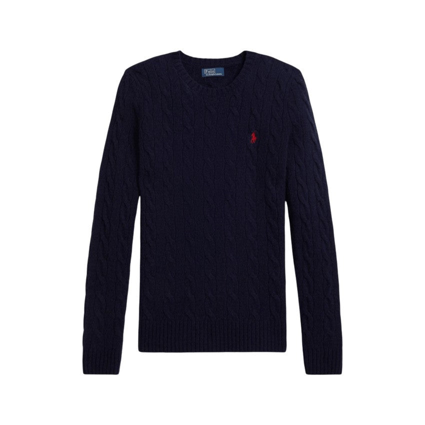 Polo Ralph Lauren Cable Knit Blue Wool-Cashmere Sweatshirt