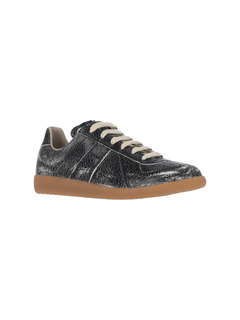 Maison Margiela Cracked Leather Low-Top Sneakers