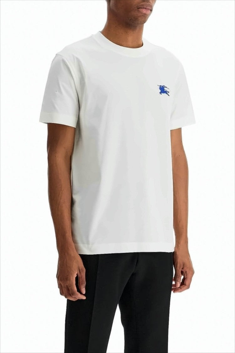 Burberry White Minimalist Cotton T-Shirt With Embroidered Logo