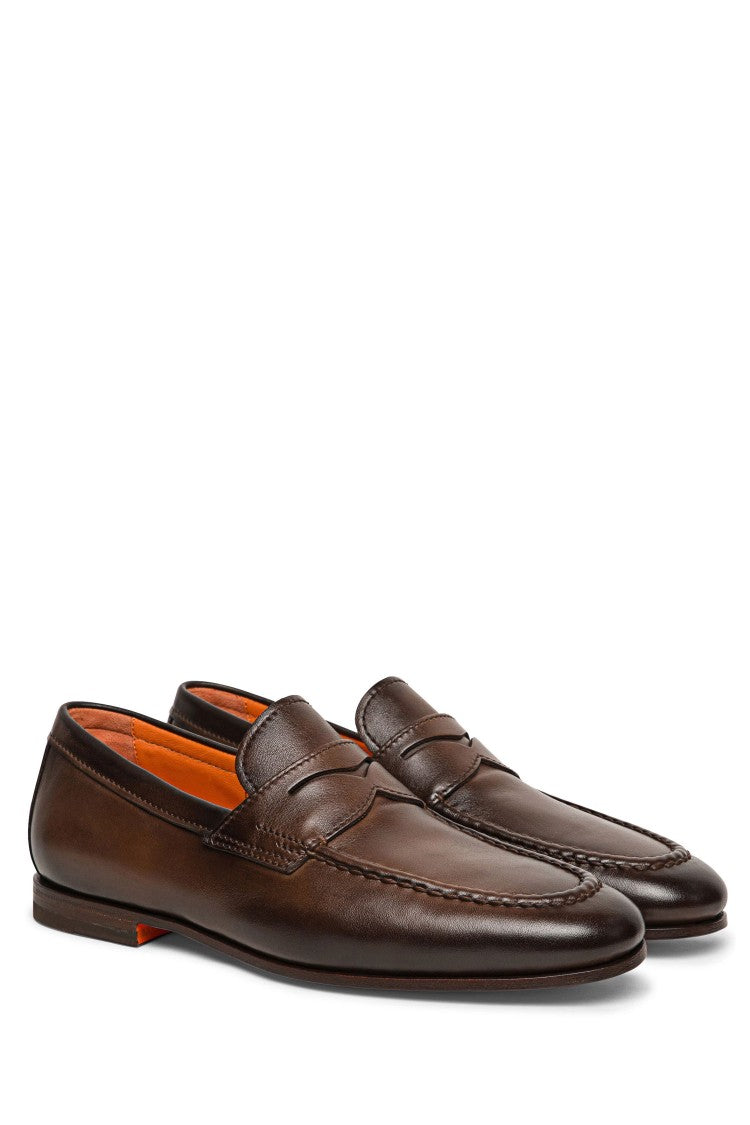Santoni Goodyear Leather Loafers