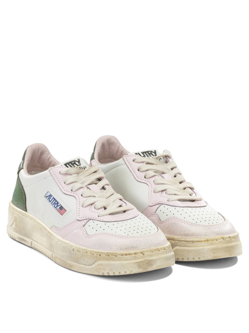 Autry White Leather Slip-On Sneakers With Vintage Accents