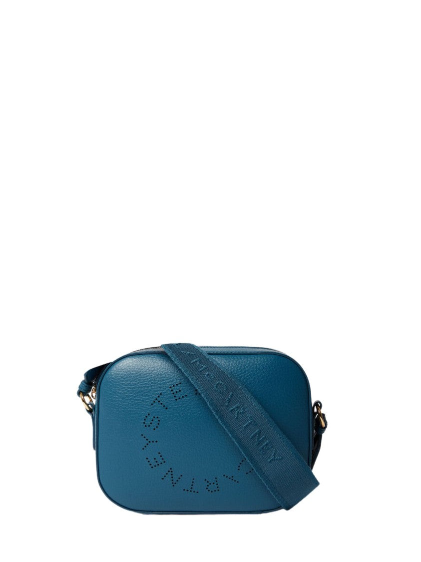 Stella Mccartney Blue Branded Fabric Strap Faux Leather Camera Bag