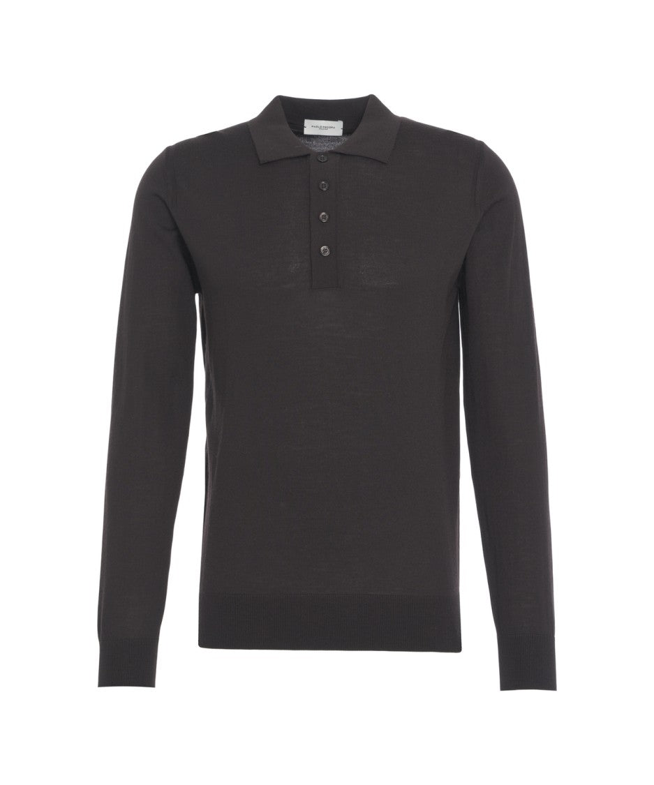 Paolo Pecora Long Sleeve Black Polo Shirt