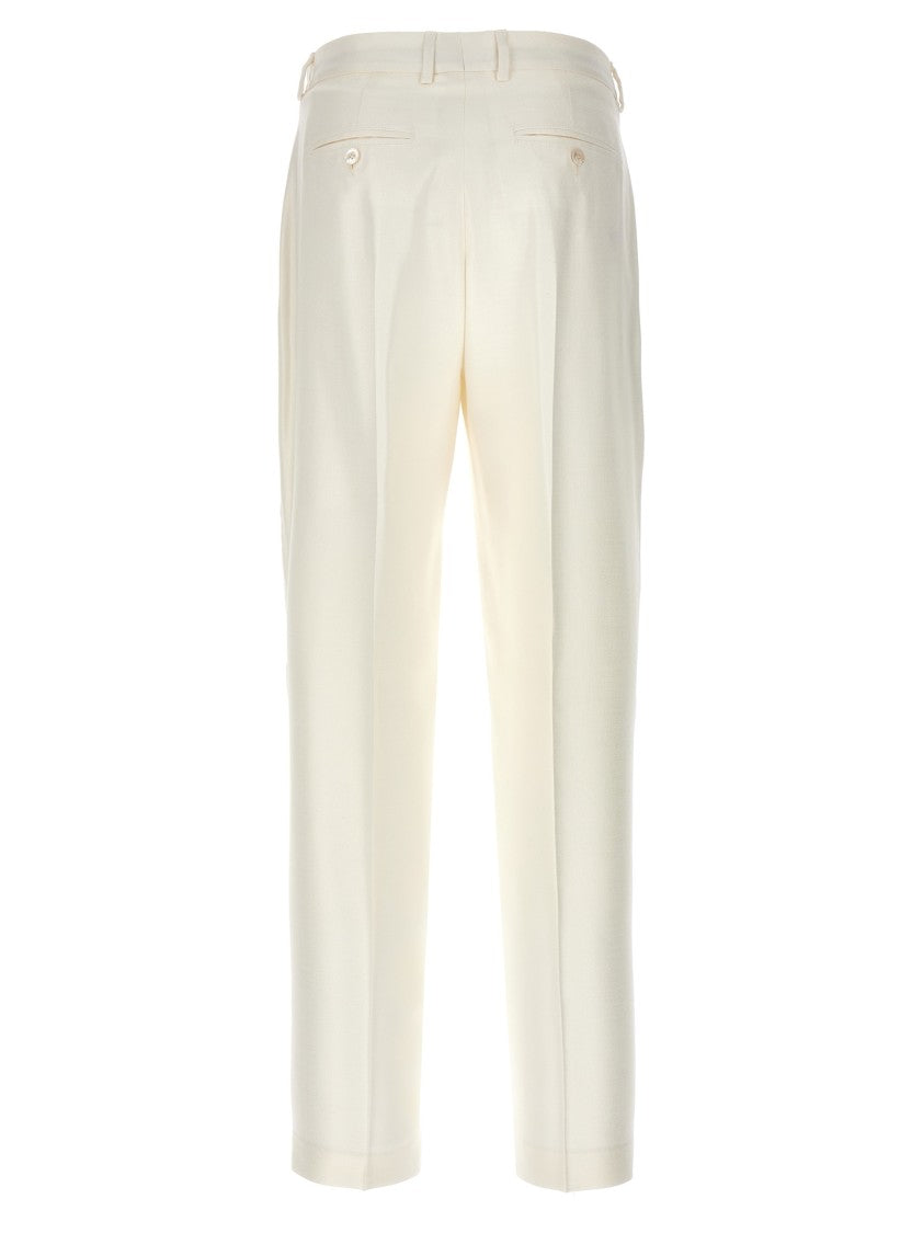 Kiton Tailored Viscose Cigarette Pants With Button Closure