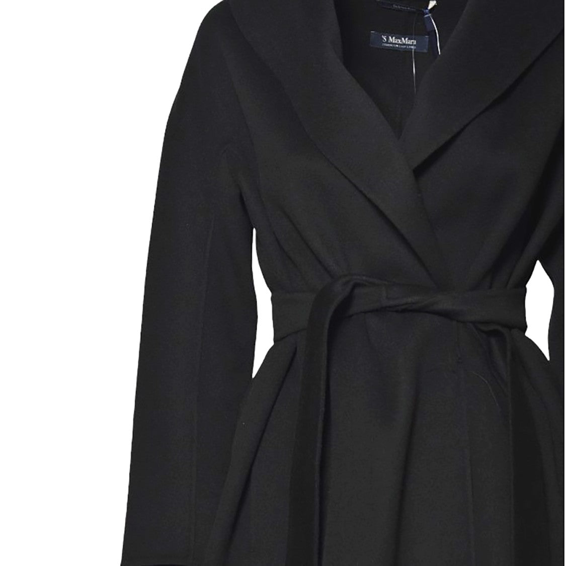Max Mara Knee-Length Virgin Wool Coat With Wide Collar And Self-Tie Belt
