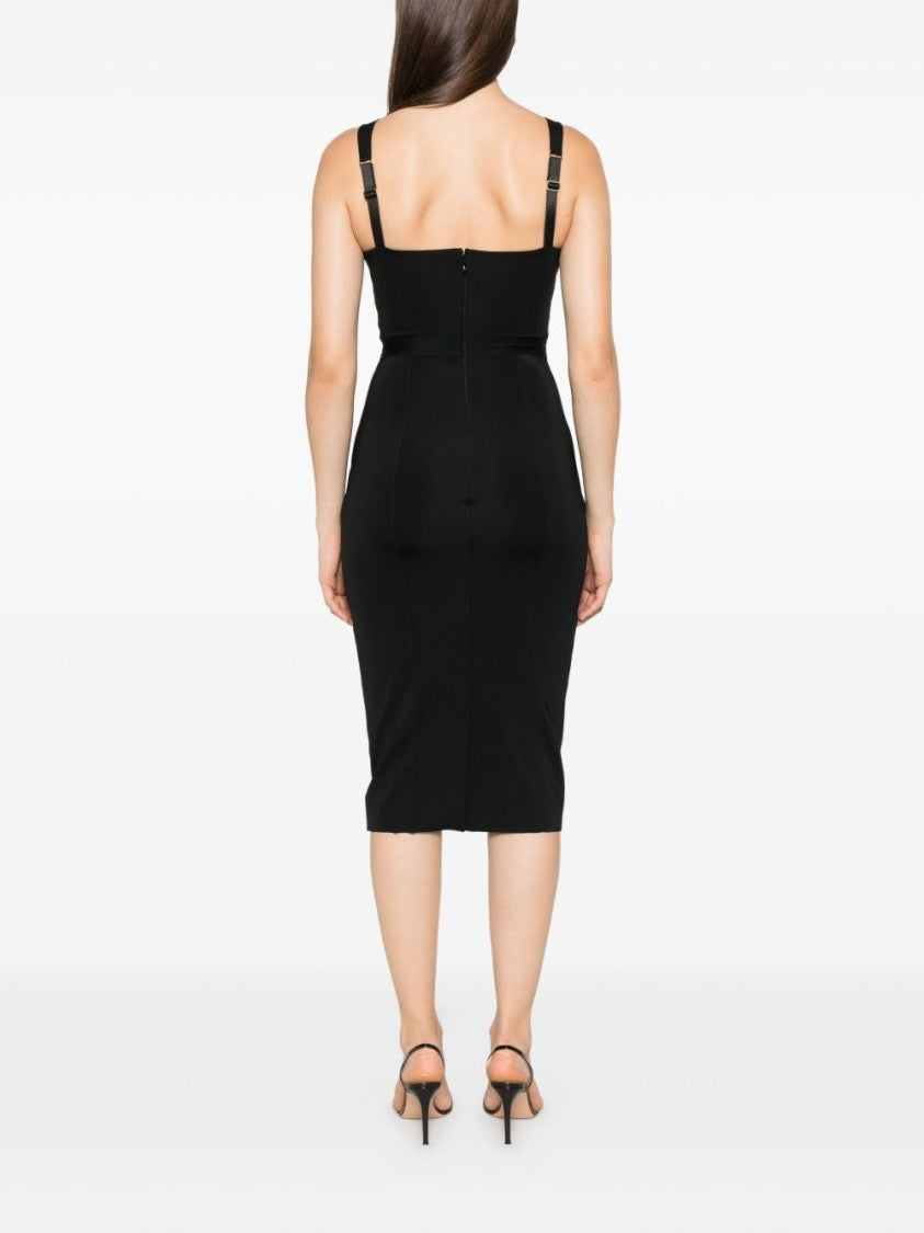 Elisabetta Franchi Fitted Black Dress With Sweetheart Neckline