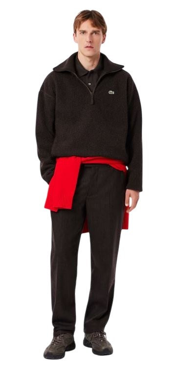 Lacoste Brown Long Sleeves Polo With Mother-Of-Pearl Button Placket