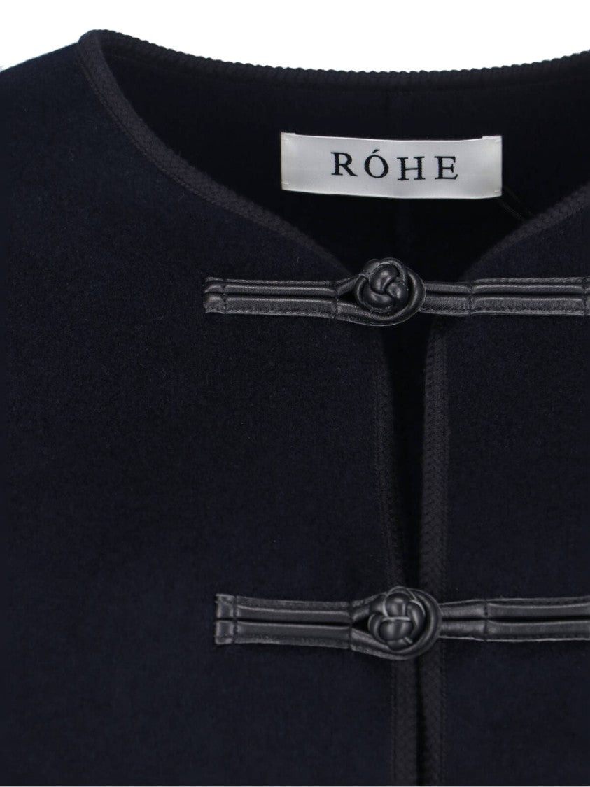 Róhe Navy Wool-Cashmere Mandarin Jacket