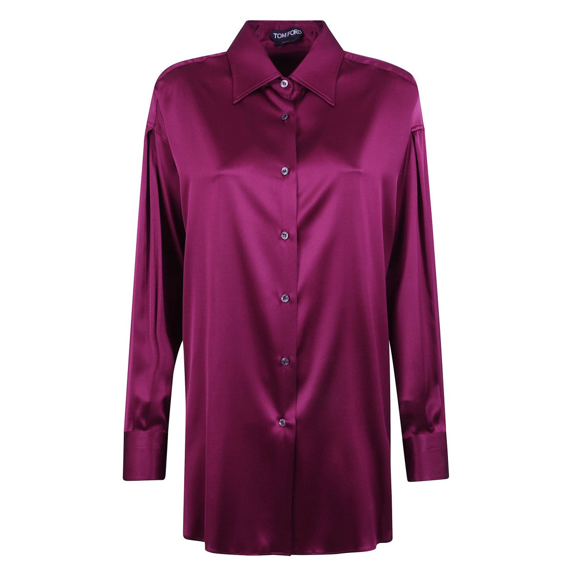 Tom Ford Stretch Silk Satin Long-Sleeve Shirt