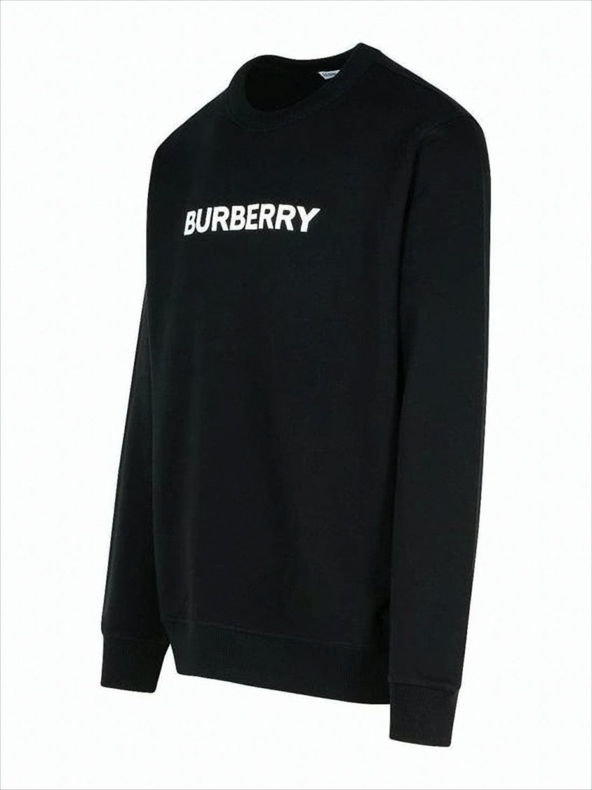 Burberry Crewneck Sweatshirt With Bold Logo In Solid Black