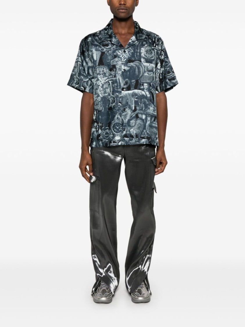 Givenchy Indigo Blue Hubert Objects Print Shirt