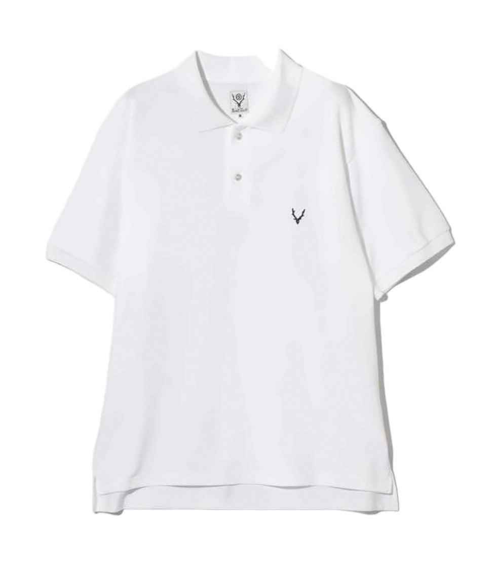 South2 West8 Minimalist Short-Sleeve Polo Shirt With Embroidered Logo
