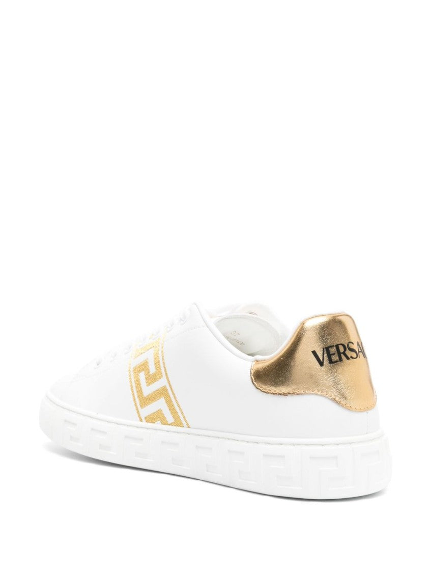 Versace Ivory White Calf Leather Sneakers