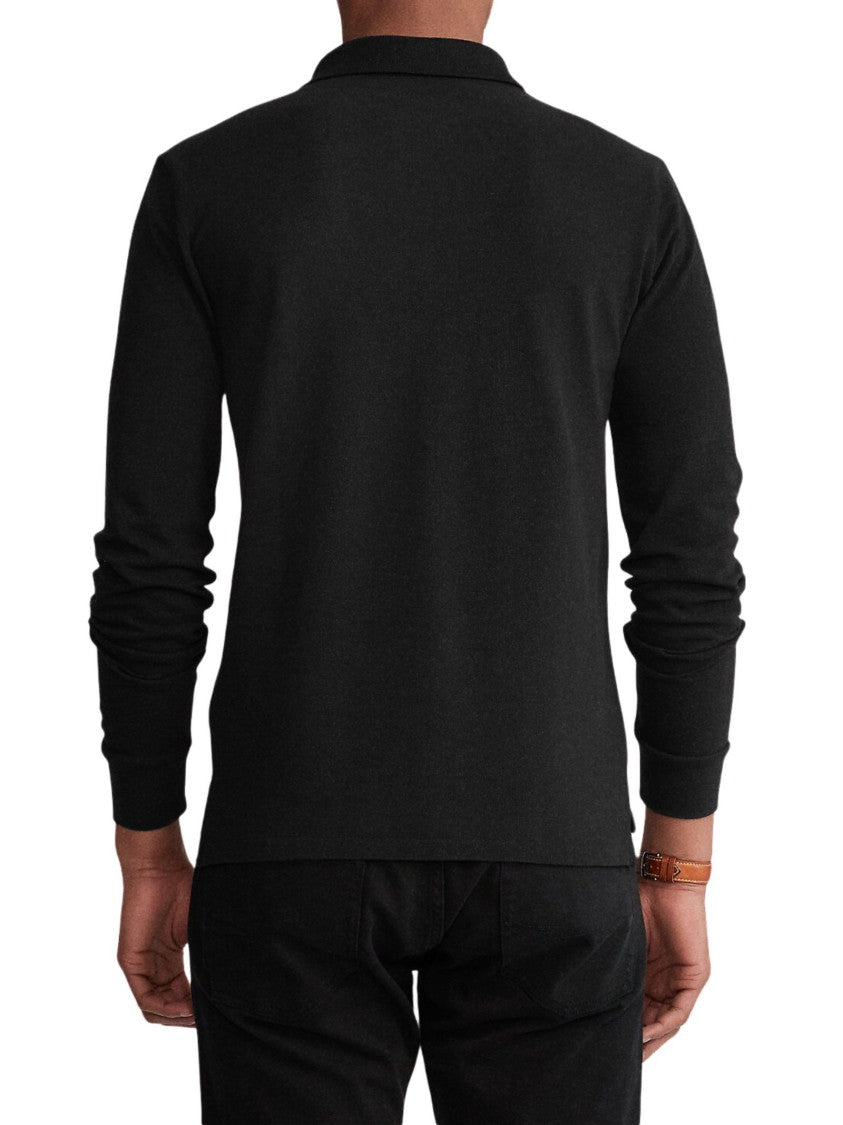 Polo Ralph Lauren Long-Sleeve Black Cotton Polo With Embroidered Logo