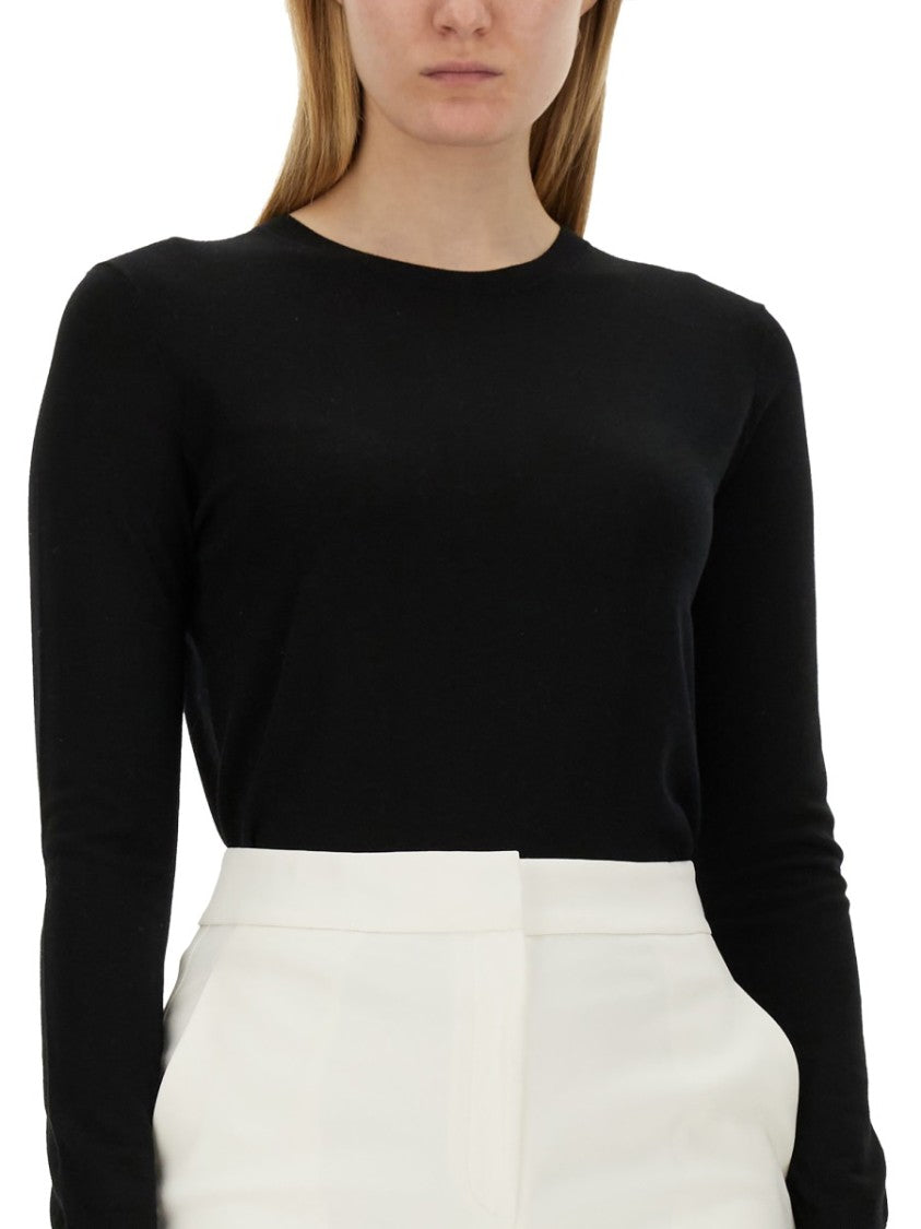 Theory Regular Fit Black Wool Sweater With Smooth Texture