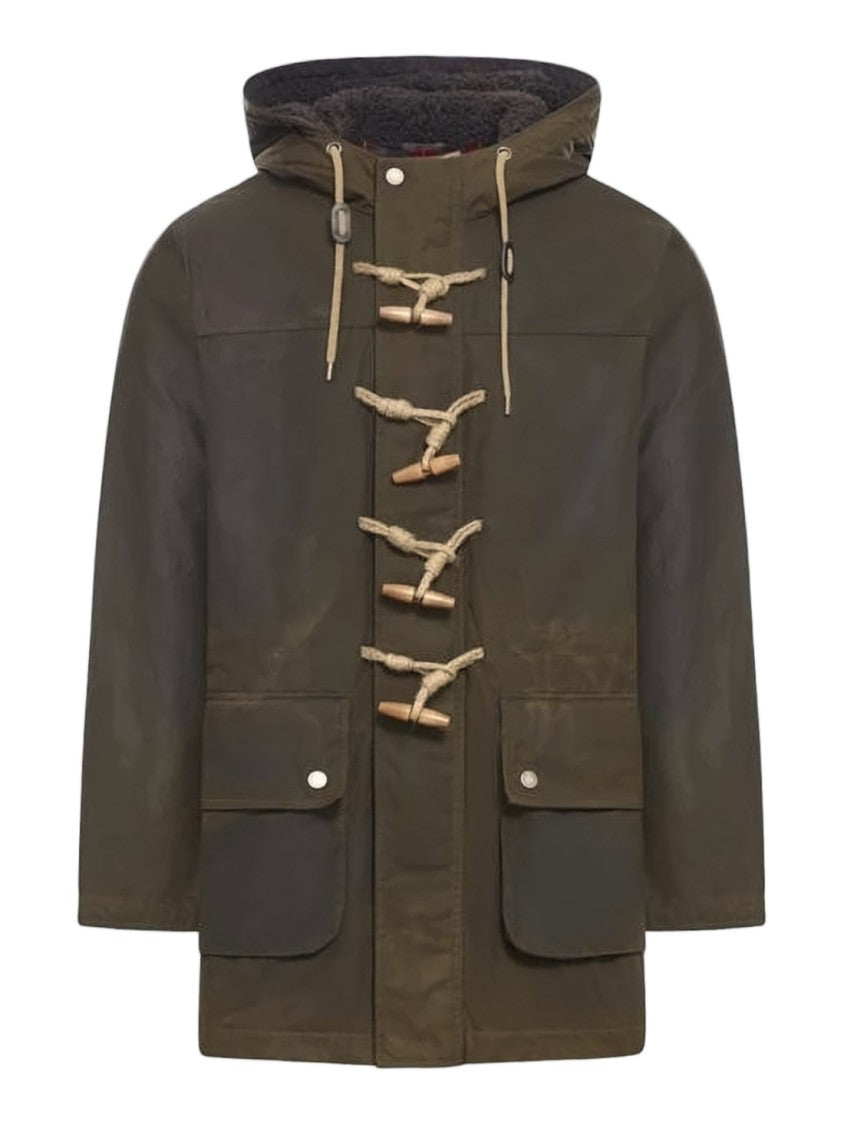 Baracuta Rugged Cotton Coat With Hood And Toggle Closures
