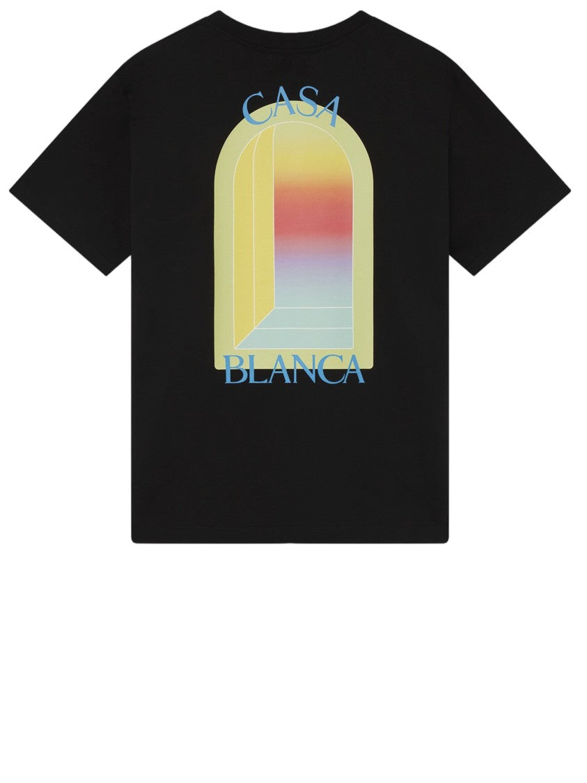 Casablanca Round Neck Cotton T-Shirt With Multicolor Logo Print