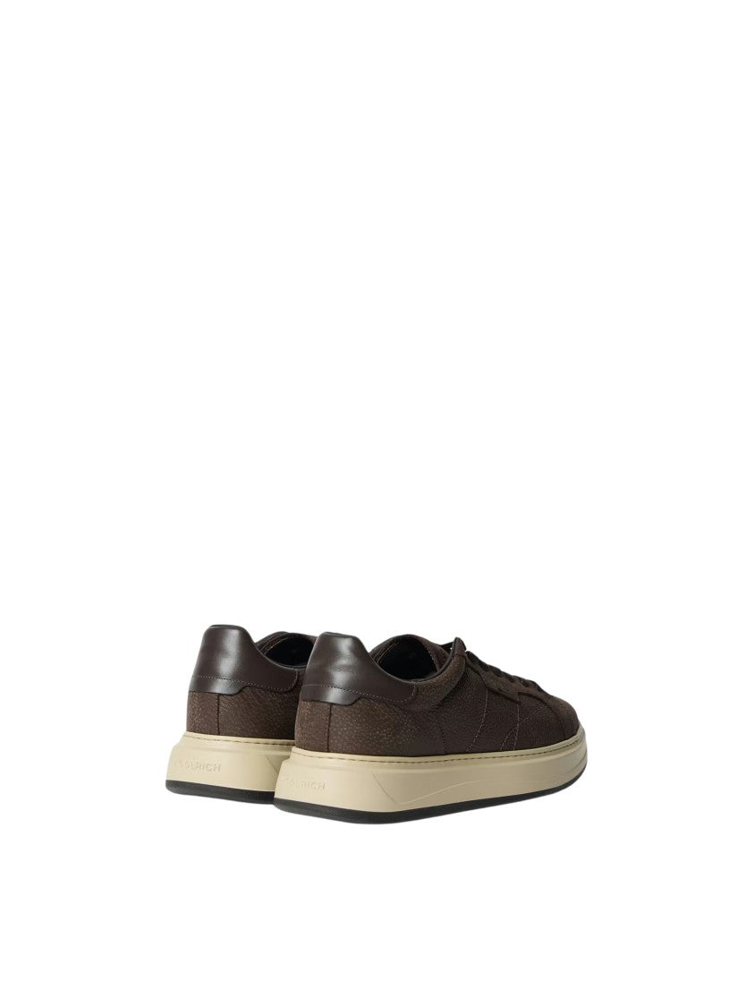 Woolrich Dark Brown Arrow Bovine Leather Low-Top Sneakers