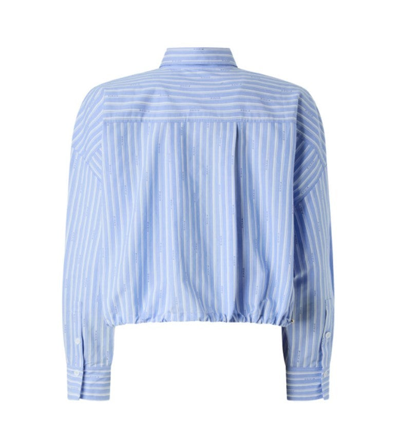Pinko Cammie Cropped Striped Cotton Shirt