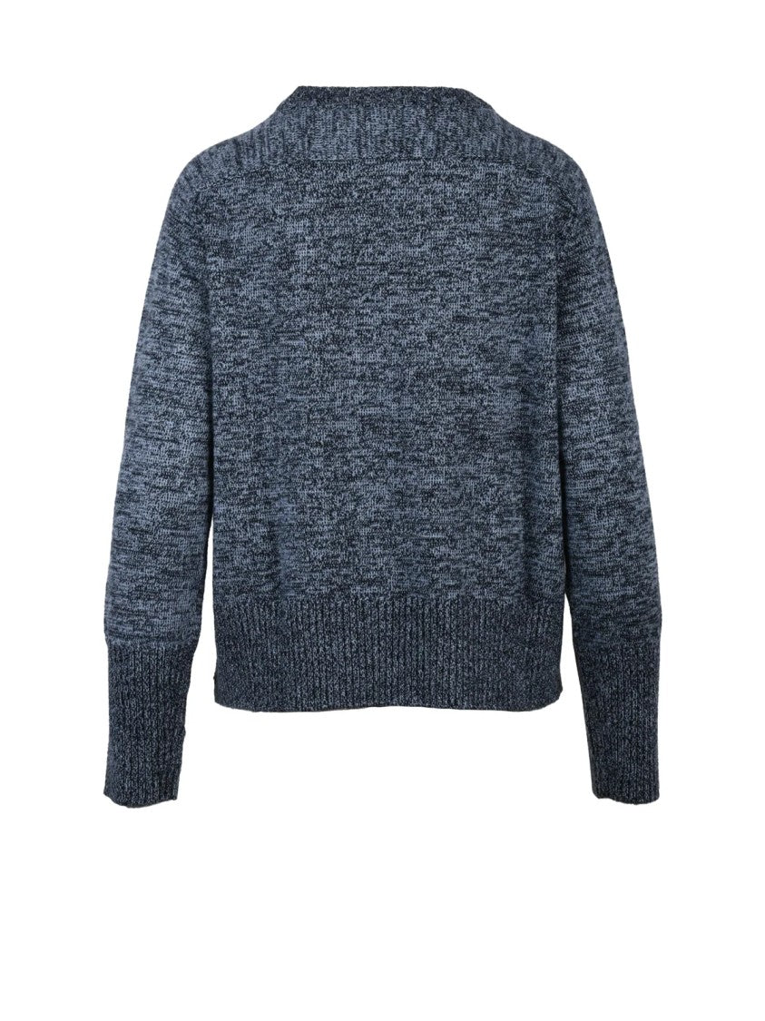 Pennyblack Textured Knit Crew Neck Sweater In Deep Blue