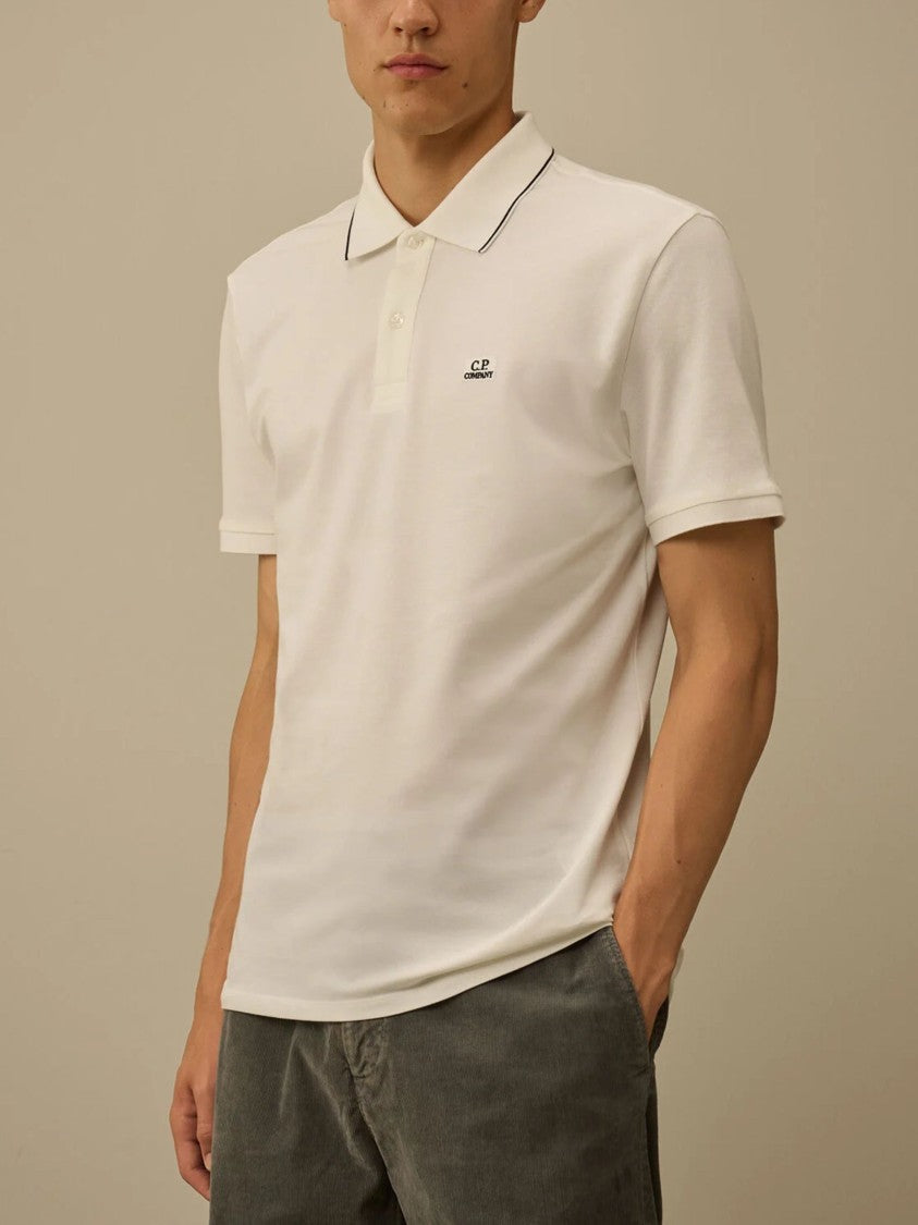 C.P. Company Piquet Textured Contrast Piping Polo Shirt