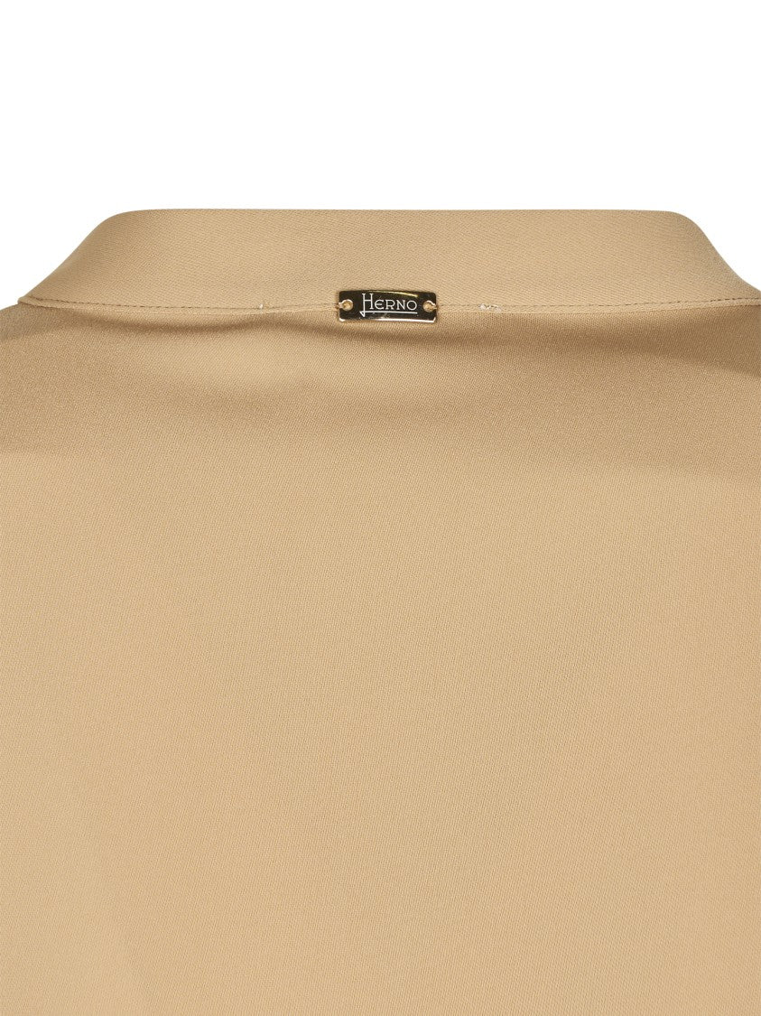 Herno Flowing Camel Dress With Concealed Button Placket
