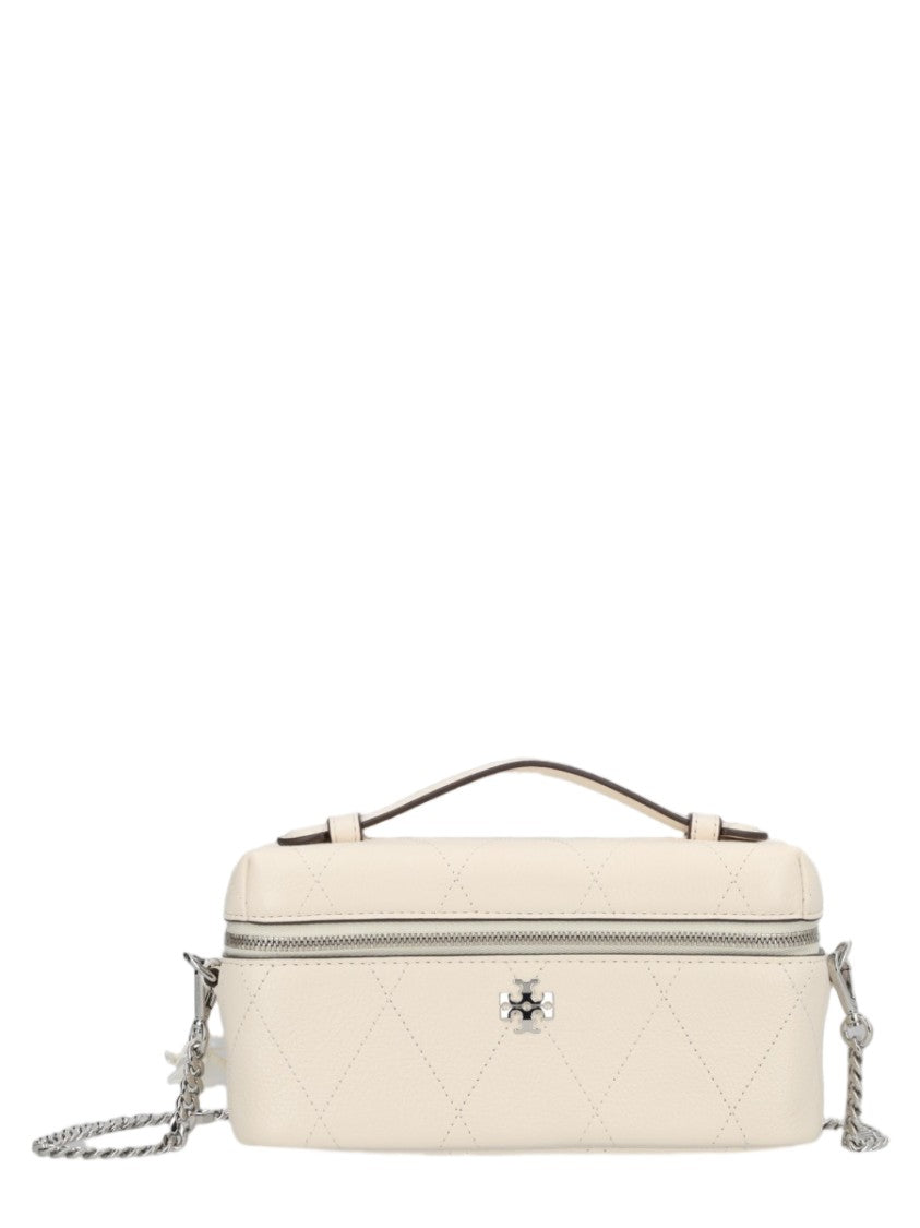 Tory Burch Quilted Leather Beauty Case With Detachable Chain Strap