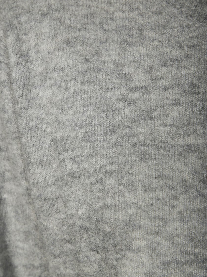 Daniele Fiesoli Light Grey Boucle Knit Sweater With Classic Crew Neckline