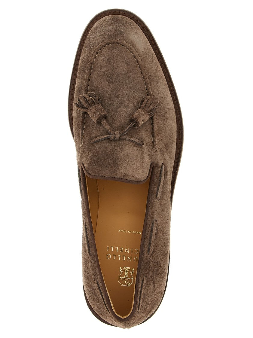 Brunello Cucinelli Brown Suede Tassel Loafers