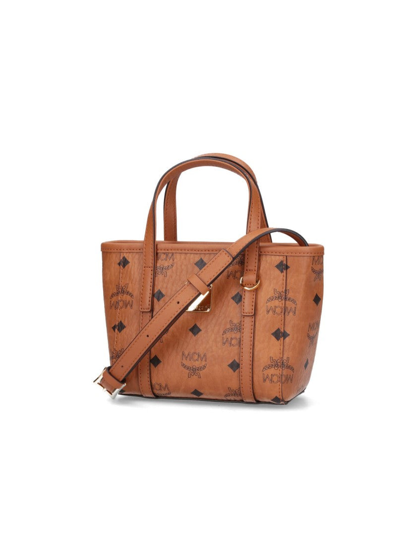 Mcm "Toni Top-Zip" Mini Tote Bag, In Brown "Visetos"