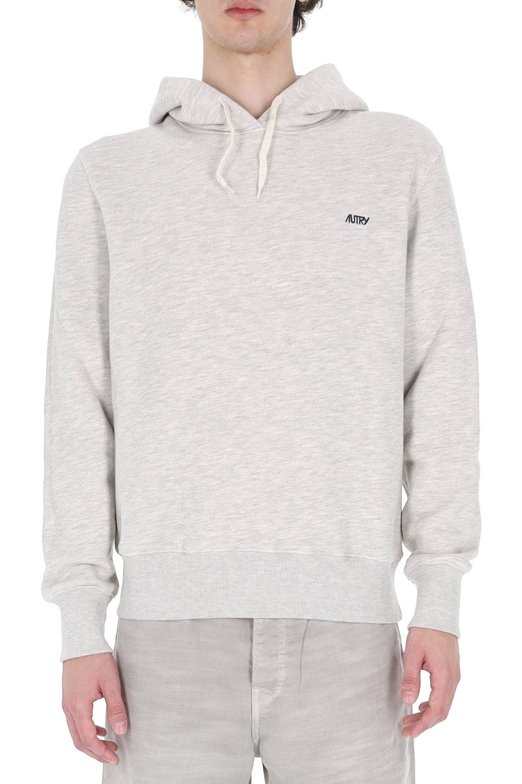 Autry Grey Cotton Hooded Sweatshirt