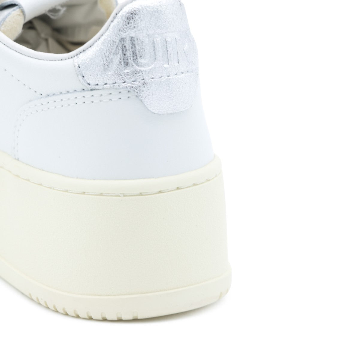Autry White Leather Platform Sneakers With Silver Accents