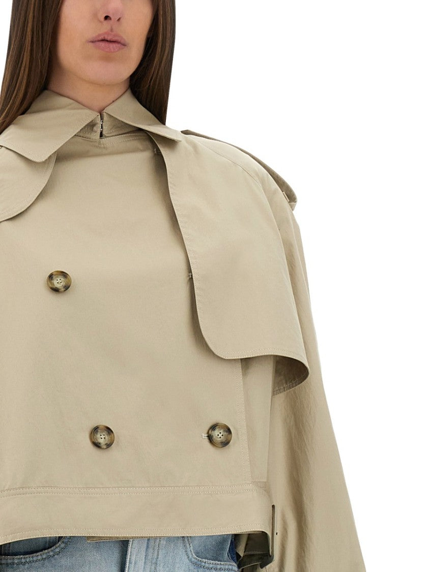 Stella Mccartney Cropped Double-Breasted Trench Coat With Belt