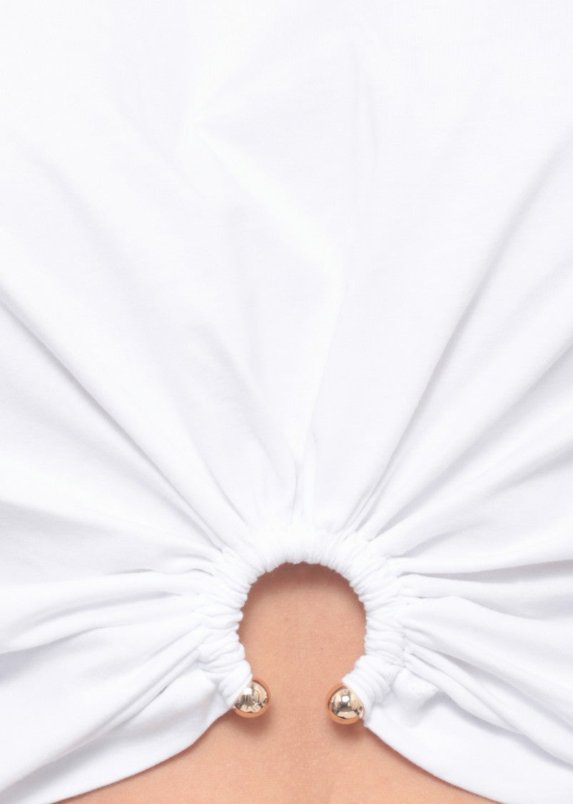 Rabanne White Cropped Cotton T-Shirt