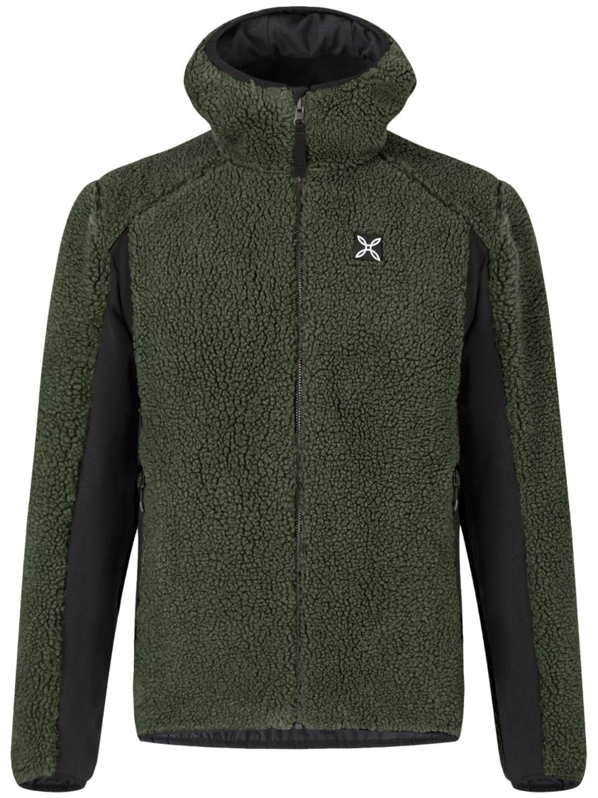 Montura Deep Green Sherpa Fleece Jacket With Black Panels