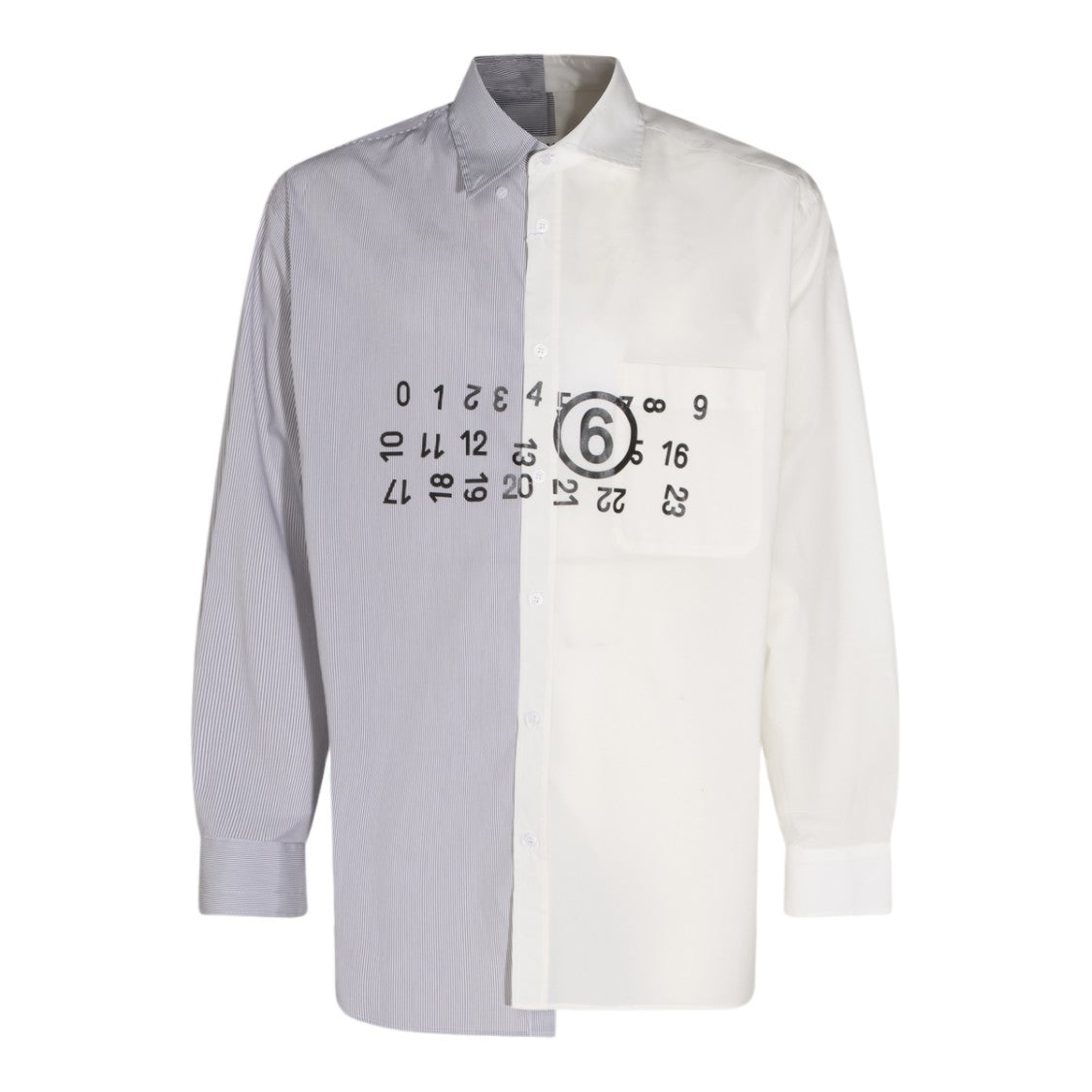 Mm6 By Maison Margiela Two-Tone Button-Down Shirt With Graphic Print