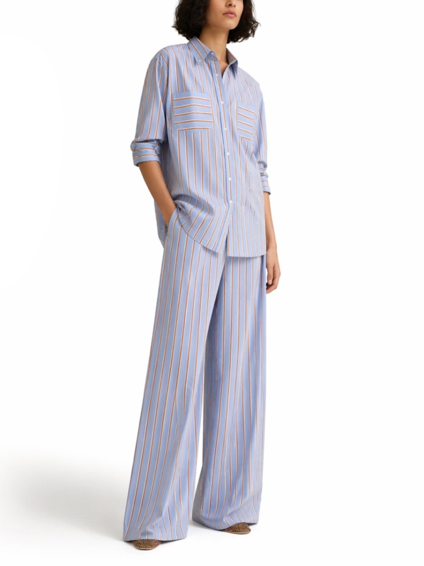 Dries Van Noten Loose Fit Vertical Contrasting Stripes Shirt
